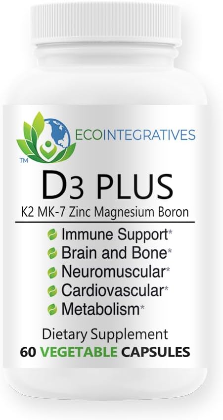 D3 Plus Boron Vitamine K2 Magnésium Zinc soutient les nerfs cardiovasculaires Muscles Dents osseuses Gommes immunitaires Santé Tissu Réparation Balance Hormones Métabolisme 60 Capotes végétaliennes