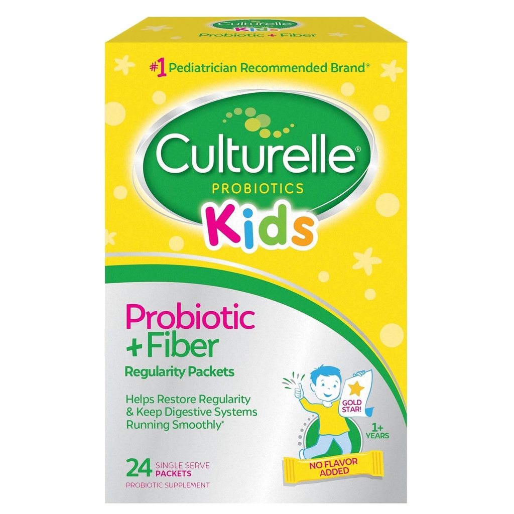 Culturelle Kids Probiotic + Fiber Packets (Age 3+) - 24 Compte - Santé digestive et soutien immunitaire - aide à rétablir la régularité (l'emballage peut varier)