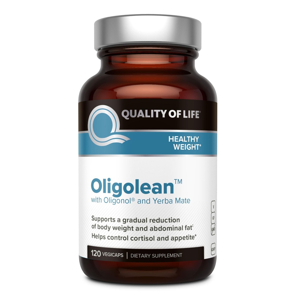 Qualité de vie Oligolean - Avec Oligonol et Yerba Mate - Supplément de soutien au métabolisme naturel - 120 Vegiecaps