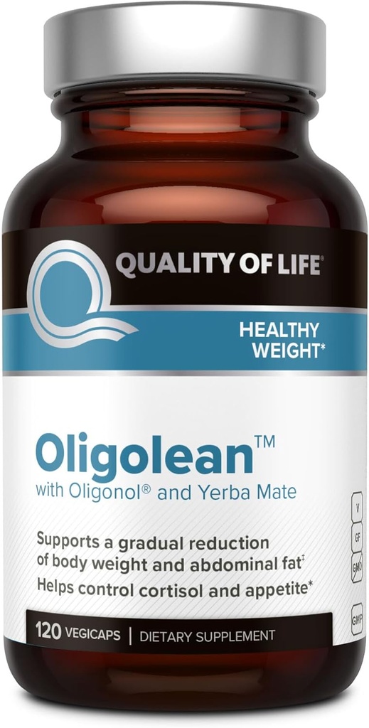 Qualité de vie Oligolean - Avec Oligonol et Yerba Mate - Supplément de soutien au métabolisme naturel - 120 Vegiecaps