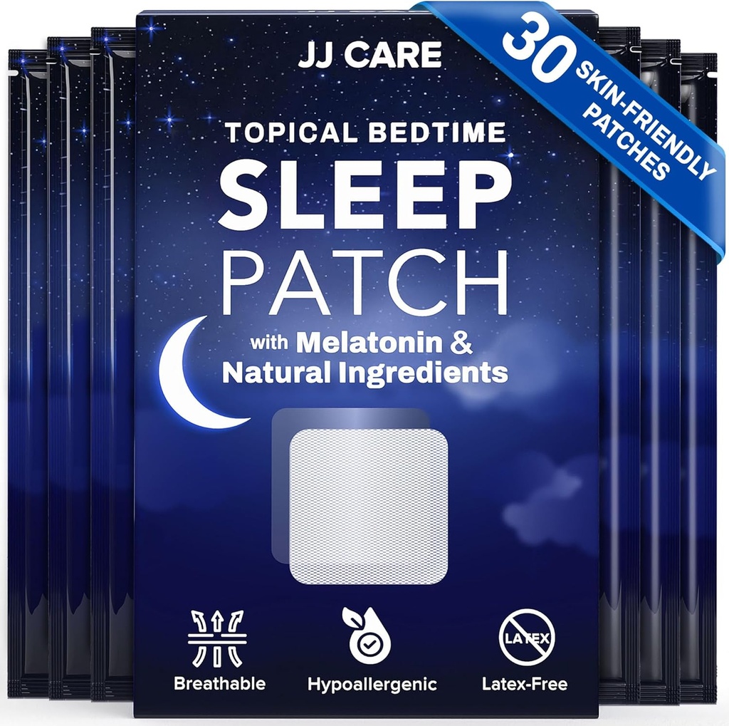 JJ CARE Sleep Patches 30 PCS, Aides au sommeil pour les adultes Extra Strength, naturel et sans toxines Sleep Patch, Melatonine Patch pour usage quotidien, Melatonine Natural Patch pour soutien au sommeil