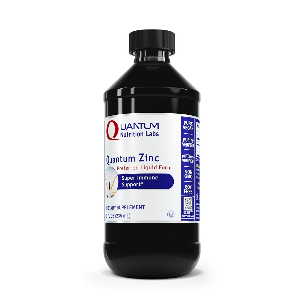 Quantum Nutrition Labs gouttes de supplément de zinc liquide - Teinture de sulfate de zinc pour adultes, 25mg par portion, fonction métabolique et soutien immunitaire - 8 Fl Oz bouteille