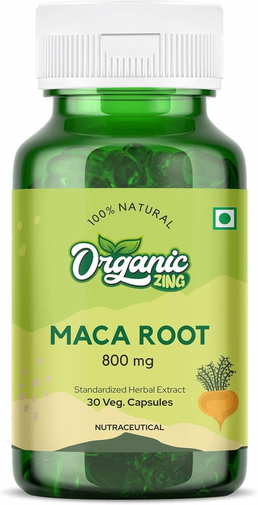 ZING ORGANIQUE Maca racine noir, rouge, jaune C'est un remède naturel Peut être utilisé pour traiter certains problèmes de santé - 800 mg par portion (30 capsules)