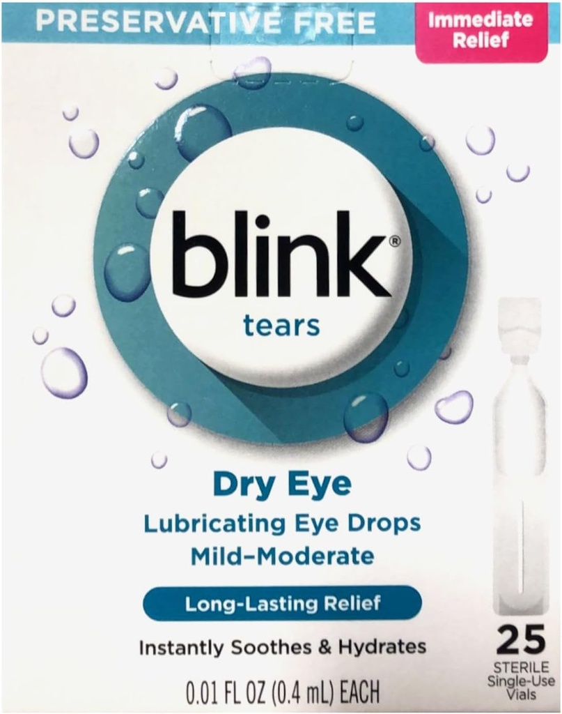 Blink Lairs Lubrifiant gouttes oculaires doux-modéré oeil sec, 25 Pk - 0,01 oz, boîte de 2