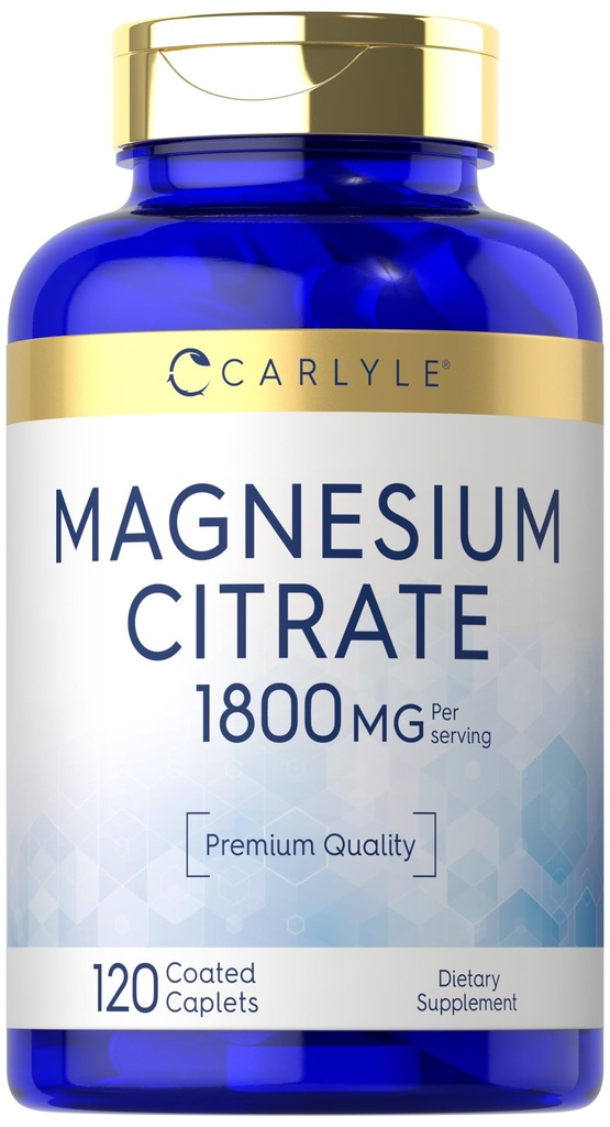 Citrate de magnésium de Carlyle de 1 800 mg 120 Caplets enduits