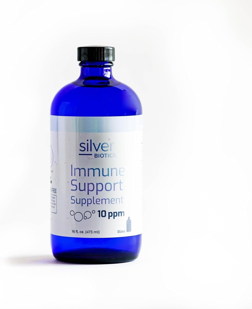 Silver Biotics Multivalent SilverSol Technology Ag4O4 10 PPM Immune Support -Bouteille en verre Oz (16 Fl)
