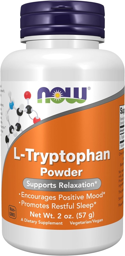 MAINTENANT compléments alimentaires, poudre L-Tryptophane, forme libre, soutient la relaxation*, acide amino, 2-Ounce