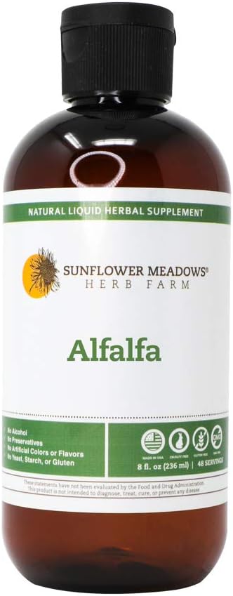 Alfalfa Liquid Herbal Supplément - 8oz- Sans alcool, non-OGM, fait avec des ingrédients organiques