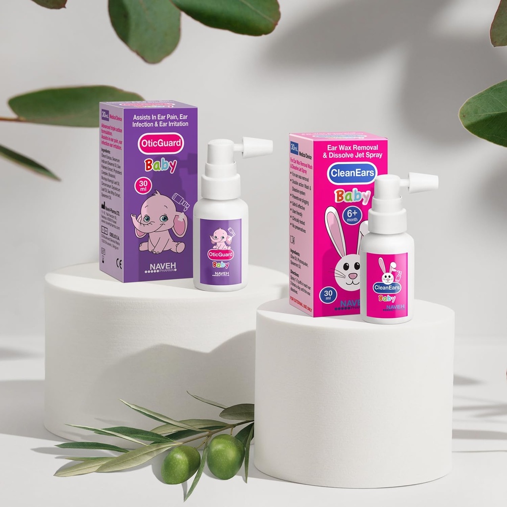 Nettoyez les oreilles de la PHARMA NAVEH Vaporisateur d'enlèvement de la cire d'oreille pour bébé 2 Fl Oz + 1 unité de Vaporisateur d'infection à l'oreille pour bébé de la PHARMA NAVEH