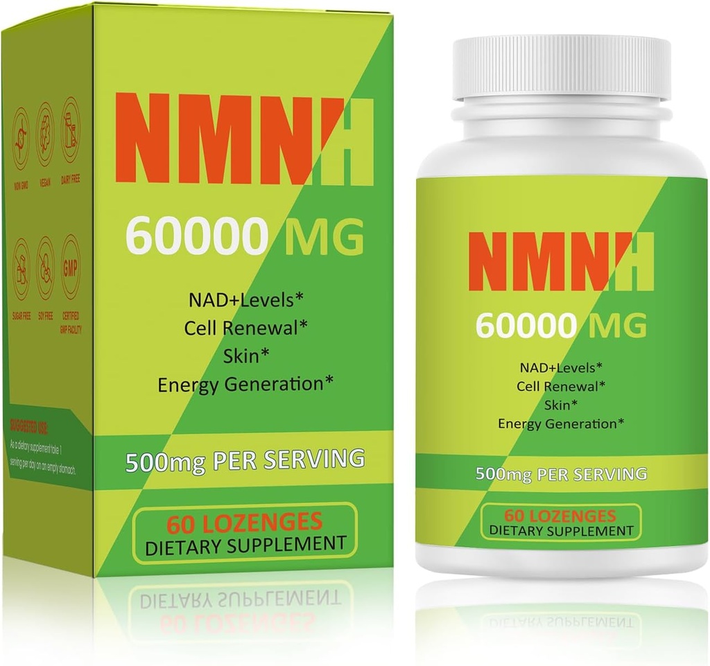 NMNH 500mg (dihydronicotinamide mononucléot), supplément NMN alternative avec NR, TMG, resvératrol, COQ10, supplément NAD, énergie, boost NAD+ Niveaux, 60 gélules