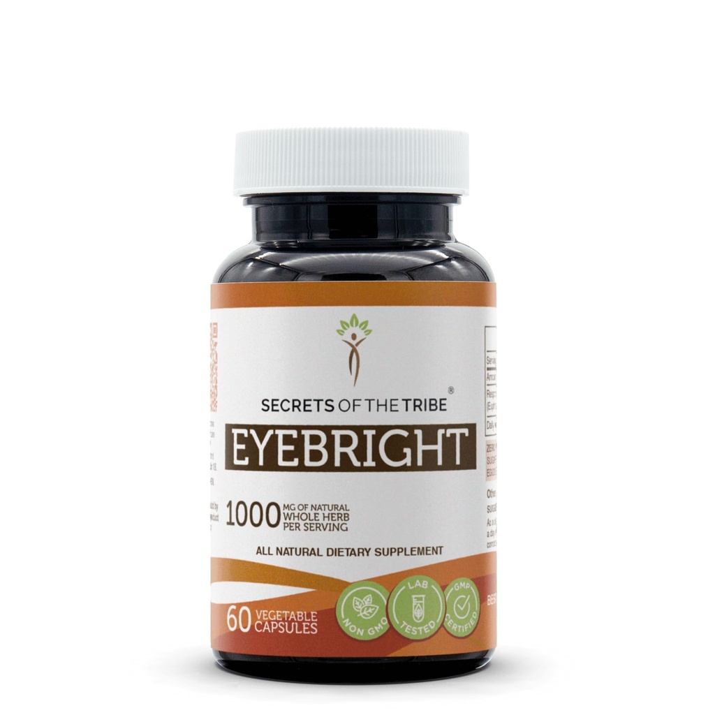 Secrets de la Tribe Eyebright 60 Capsules, 1000 mg, Eyebright (Euphrasia officinalis) Herbe séchée (60 Capsules)