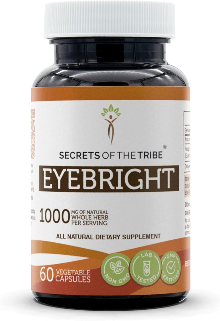 Secrets de la Tribe Eyebright 60 Capsules, 1000 mg, Eyebright (Euphrasia officinalis) Herbe séchée (60 Capsules)