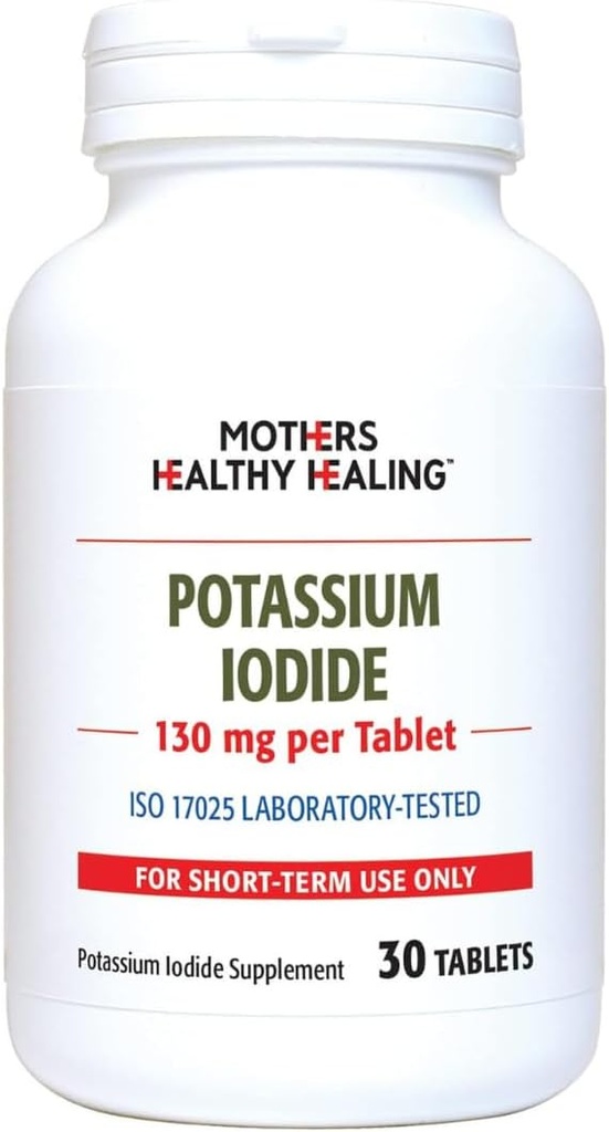 Iodide de potassium 130 mg KI Supplément de 30 comprimés pour le soutien de la thyroïde