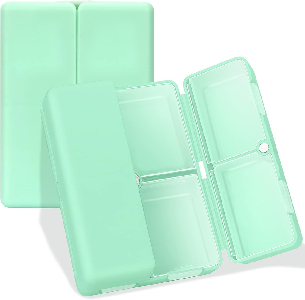 FYY Daily Pill Organizer, 7 compartiments Portable Pill Case Travel Pill Organizer, [Folding Design] Pill Box for Purse Pocket to Hold Vitamines, huile de foie de morue, suppléments et médicaments vert