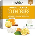 HERBION Naturals Cough Drops, Dietary Supplement, Soothes Cough, for Adults and Children Over 6 Years, No Artificial Flavor, No Added Color (18 Count (Pack of 1), Honey Lemon)