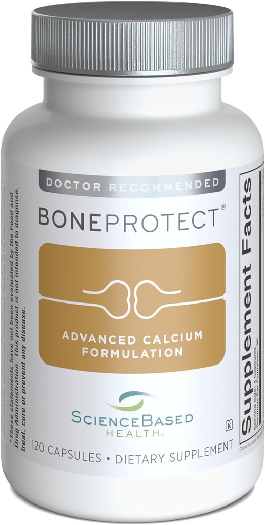 BoneProtect – Supplément avancé pour la santé osseuse avec citrate de calcium, vitamine D3, K2 (MK‐7), magnésium et antioxydants – soutient la densité osseuse, le coeur et la santé des colonies – 120 capsules