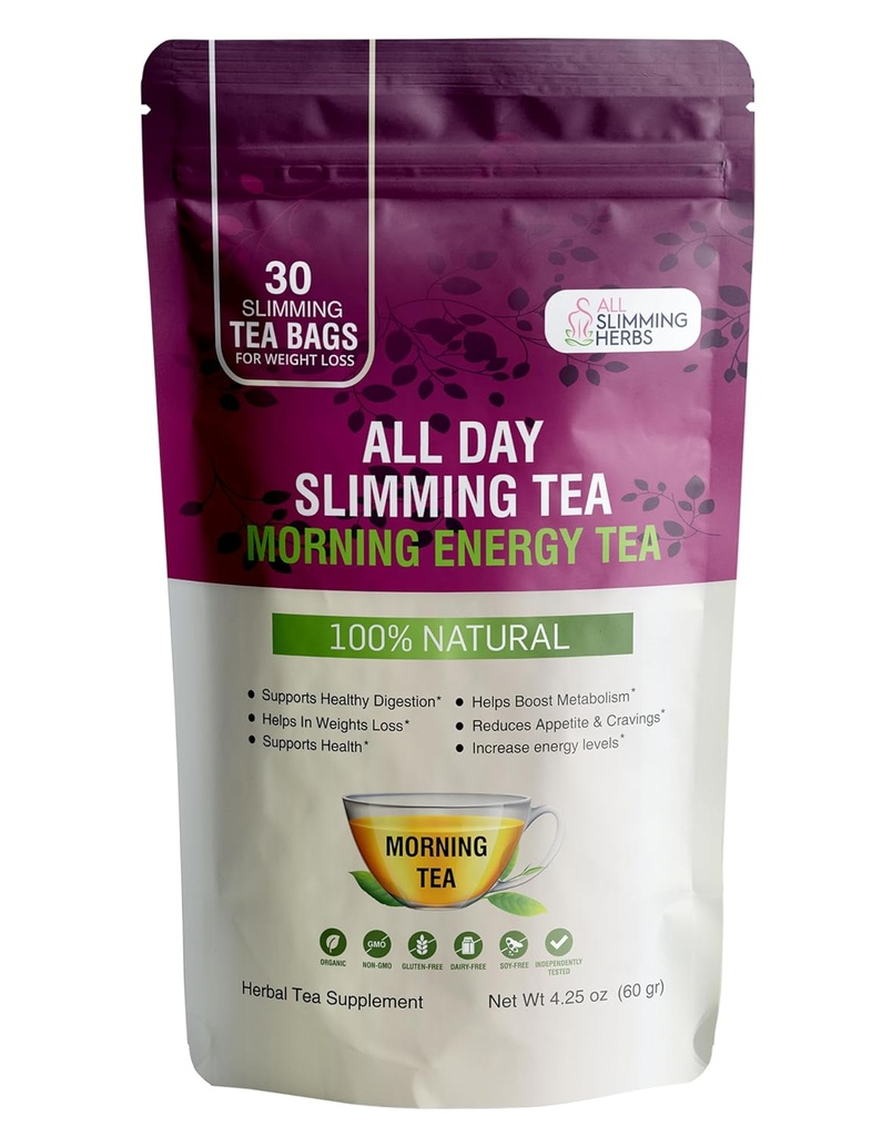 All Day Slimming Tea For Daytime - 30 Days Supply - Boosts Metabolism & Skyrockets Energy Level