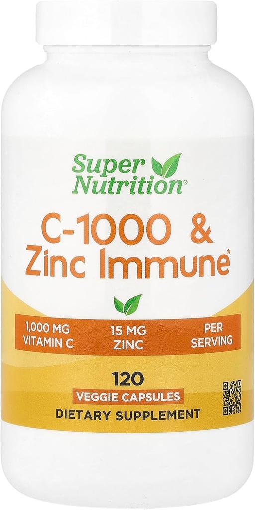 SuperNutrition, C-1000 et Zinc Immune, Formule de soutien saisonnier*, Protection antioxydante*, 120 jours d'approvisionnement (paquetage May Vary)