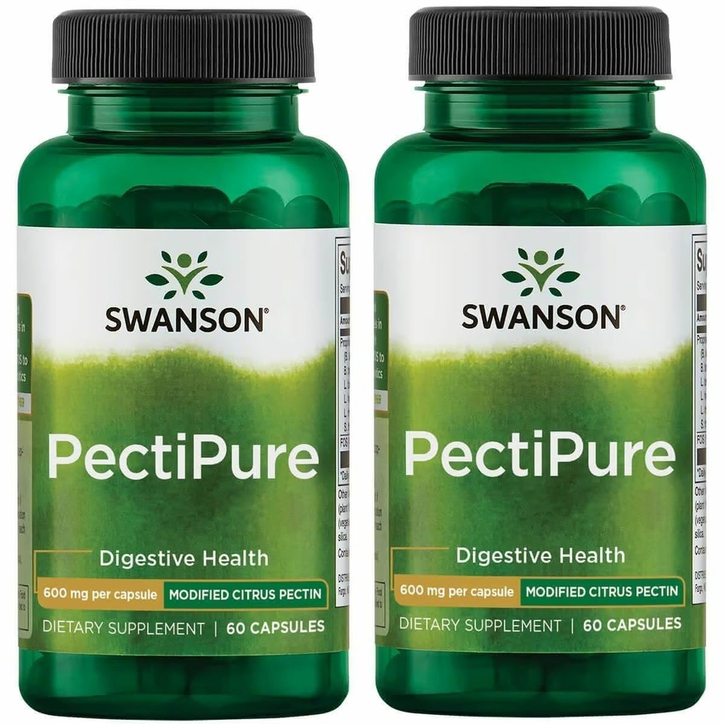 Swanson PectiPure Modifié agrumes Pectine-supports Digestion santé et cellules-livraisons de santé minimum de 82% supplément Galacturonique acide-bien-être naturel (60 capsules, 600mg chacun) 2 Pack