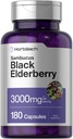 Horbäach Black Elderberry (en anglais seulement) 3000mg Capsules (en anglais seulement) 180 Count (en anglais seulement) Non-OGM, sans gluten (en anglais seulement)