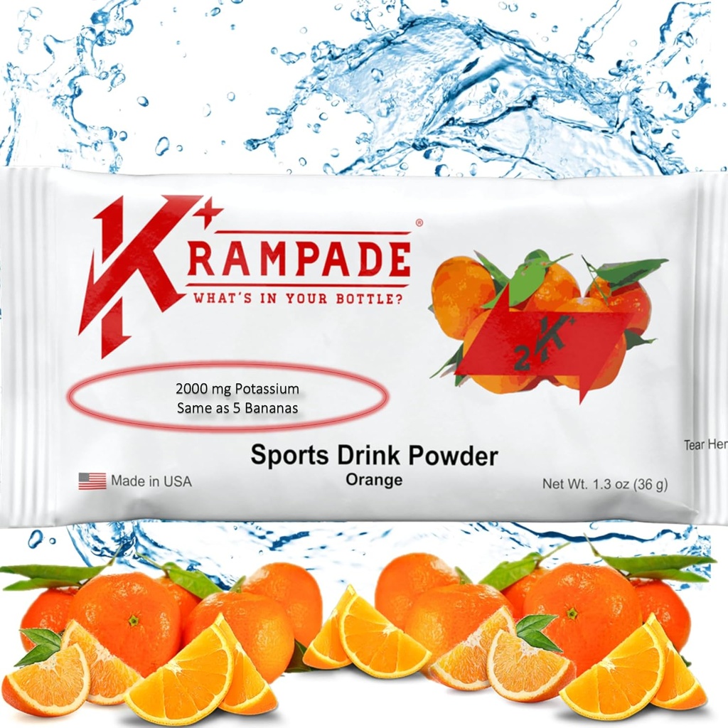 Krampade Original 2K - 2000 mg Potassium Electrolyte en poudre Mélange de Relief de crampes - Hydratation - Performance accrue