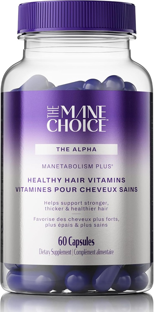Le Mane Choice MANETABOLISM Plus Vitamines de croissance des cheveux sains - Suppléments pour cheveux plus longs, plus épais, plus sains - Peau de cheveux et ongles Vitamines pour les femmes et les hommes (60 capsules)