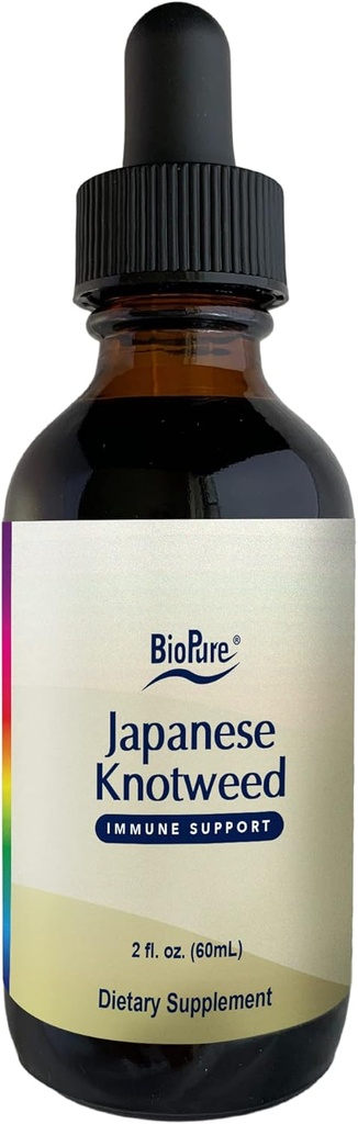 Teinture à base de plantes japonaises BioPure Knotweed – Extrait botanique potentiel riche en polyphénols incluant resvératrol pour soutenir la fonction hépatique et immunitaire, la santé cellulaire et l'équilibre du microbiome – 2 fl oz