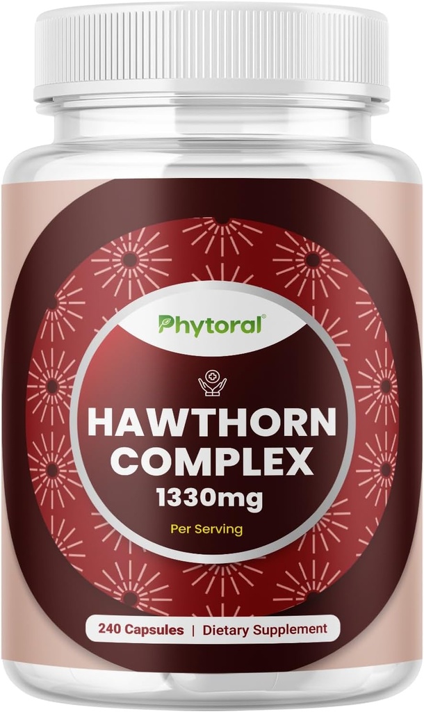Capsules de Berry Hawthorn haute résistance - Supplément de Berry Hawthorn antioxydant pur avec extrait de feuilles et de fleurs 4:1 pour le coeur sain et la digestion - Soutien énergétique pour les hommes et les femmes - 240 Count Pack