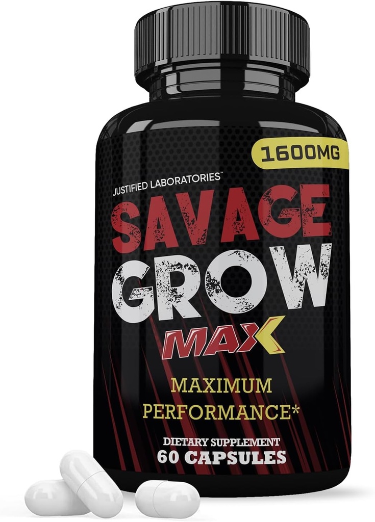 Justified Laboratories Savage Grow Max 1600MG Advanced Men's Heath Formula 60 Capsules
