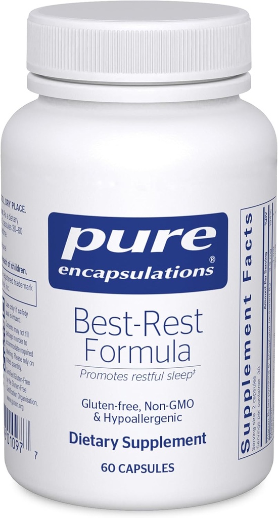 Pure Encapsulations Meilleure formule Rest - Supporte le sommeil reposant - pour la relaxation - Supplément de sommeil reposant - Non-OGM et végétalien - 60 Capsules