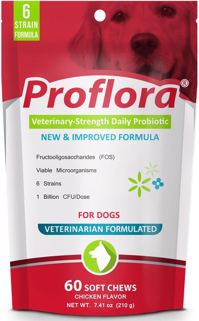 Probiotiques pour chiens - Complete Gut Health & Immune Support. Facile à utiliser Probiotiques Digestifs Multi-Strain. Transitions diététiques plus faciles, peau et manteau plus sains et aide à traiter la diarrhée. 60 chews doux