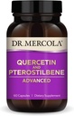 Dr Mercola Quercetin & Pterostilbene Advanced - Soutient la santé respiratoire et immunitaire - 500 mg Quercetin - Formule de haute biodisponibilité - Non-OGM, sans gluten et sans soja - 60 capsules (30 portions)