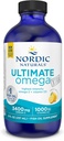 Nordic Naturals Ultimate Omega Xtra Liquid, Lemon Flavor - 8 oz - 3400 mg Omega-3 + 1000 UI Vitamine D3 - EPA & DHA - Santé du cerveau, du coeur, des articulations et des immunes - Non-OGM - 48 portions