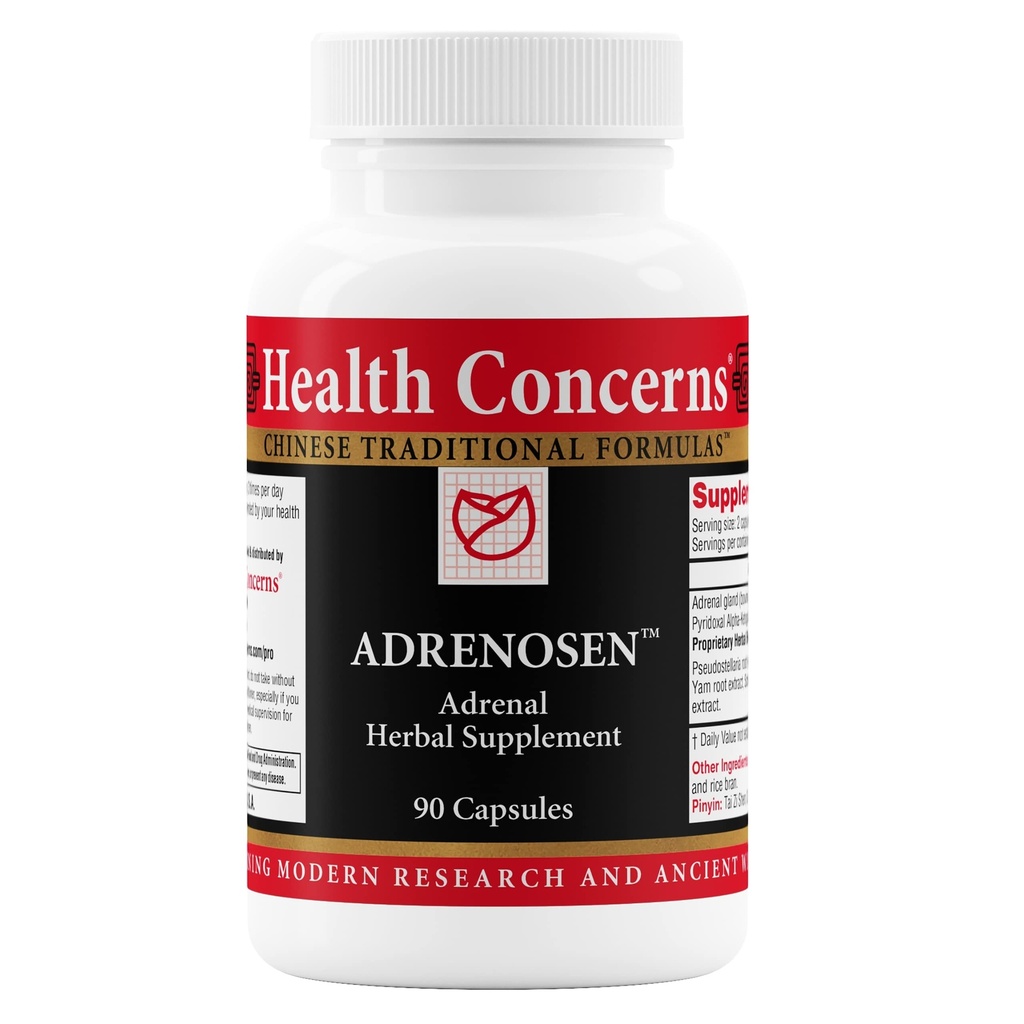 Préoccupations de santé Adrenosen – Supplément de soutien à la fatigue et au brûlage adrénal – Énergie, focus et rétablissement du stress – Bovine Adrenal, PAK, Eleuthero, Schisandra & Herbes chinoises – 90 capsules