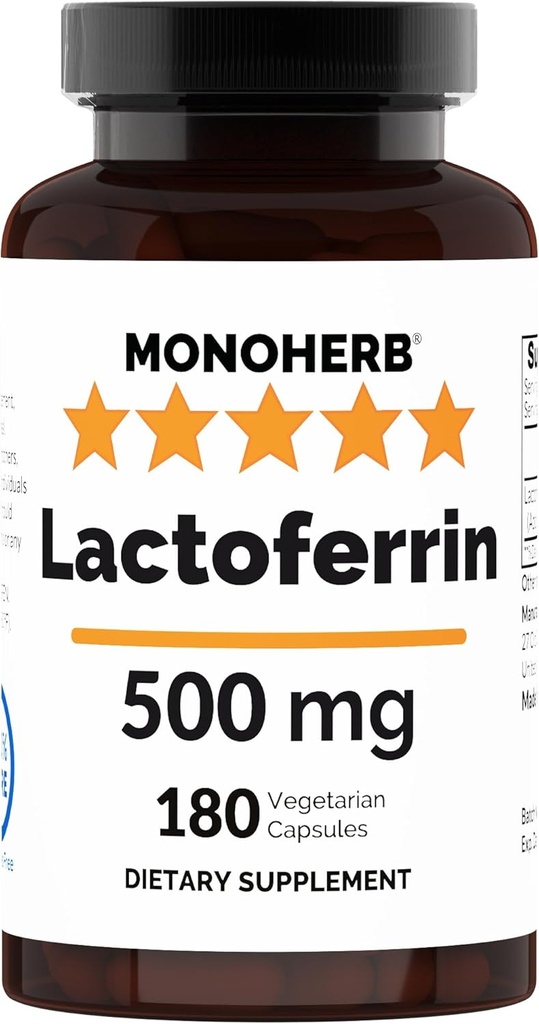 MONOHERB Pure Lactoferrine 500 mg - 180 gélules - 180 portions - additifs En fr.
