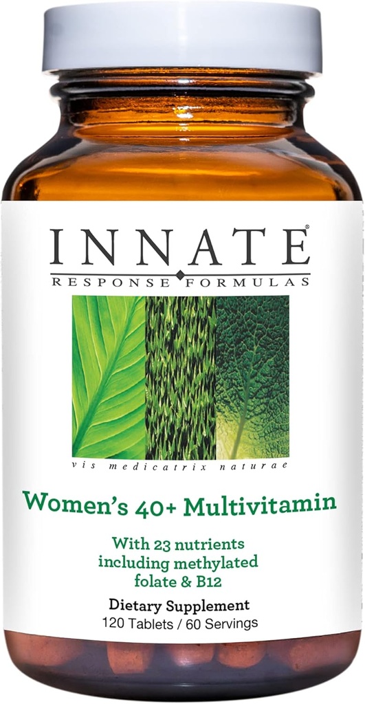 Formules de réponse innée Femmes 40+ Multivitamine - Multivitamine quotidienne pour les femmes 40 et plus - Comprend le folate méthylé et B12 - Fait sans 9 allergènes alimentaires - 120 comprimés (60 portions)