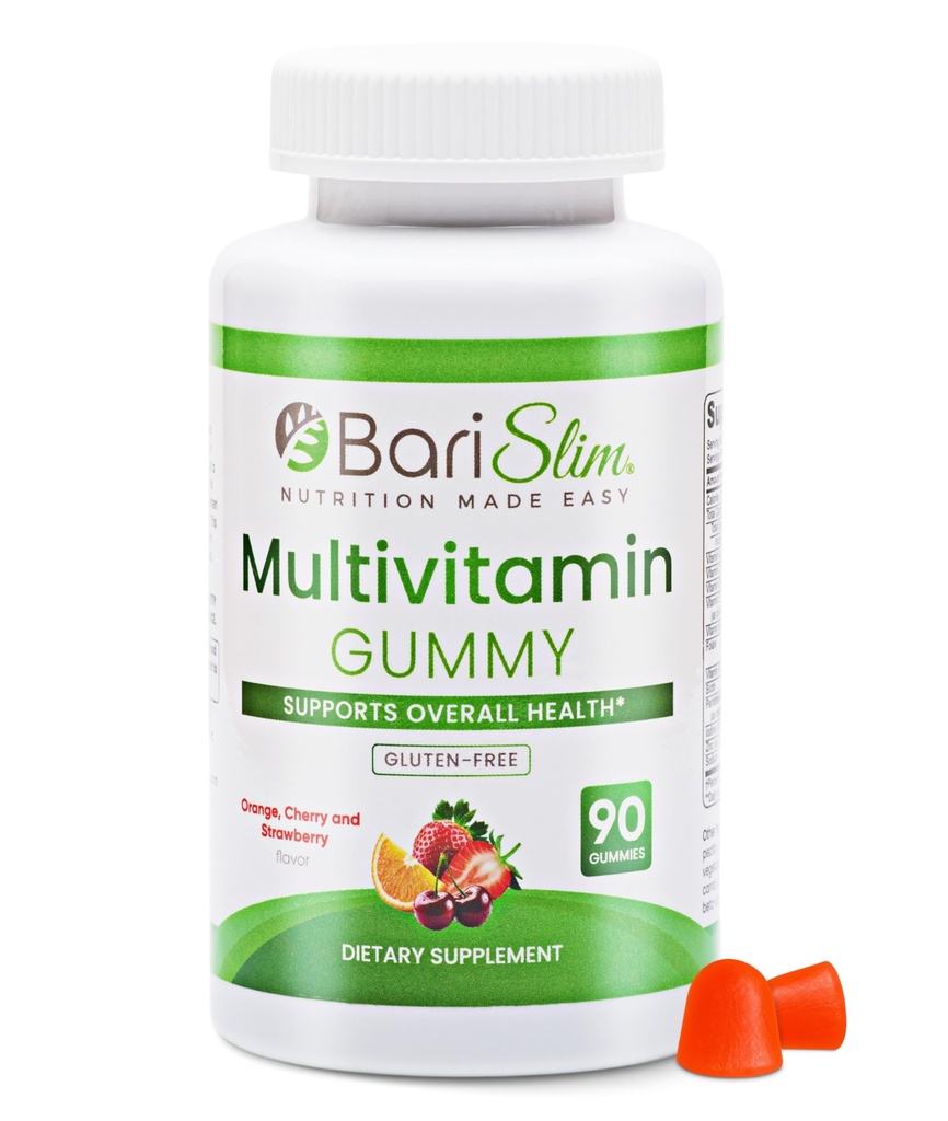 Gommies de multivitamines bariatriques minces de BariSlim - Vitamine Gommy spécialement préparée pour les patients après une chirurgie de perte de poids - Facile à digérer et grand goût de fruits Saveurs de 90 fruits