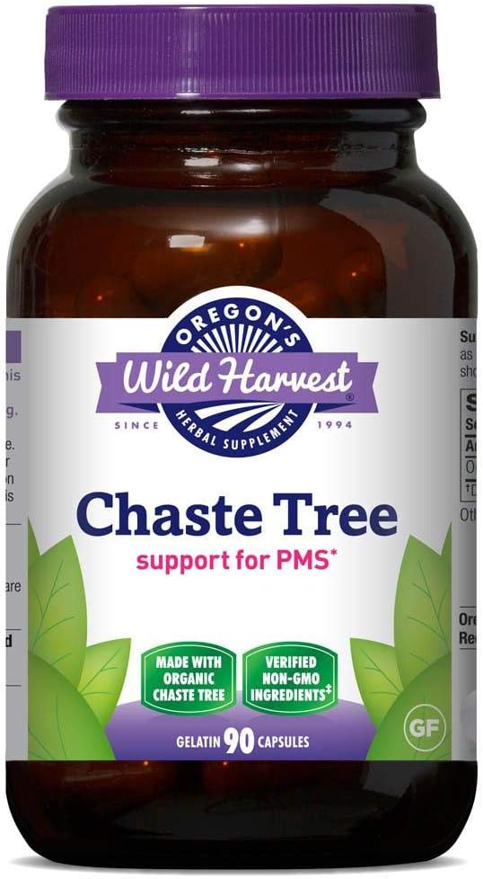 Arbre chaste - SPM support, 90 Vcaps, (récolte sauvage de l'orgon), 440mg arbre chaste biologique baie