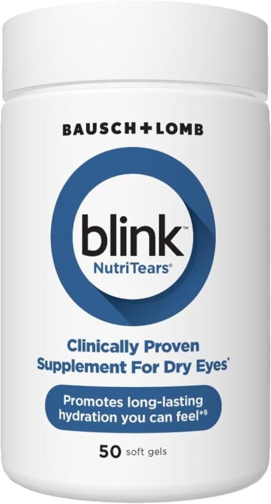BLINK NutriTears cliniquement prouvé supplément pour les yeux secs, le soin des yeux avec la lutéine et la zéaxanthine et la vitamine D pour hydrater les yeux de l'intérieur pour un soulagement prolongé, 50 Softgels