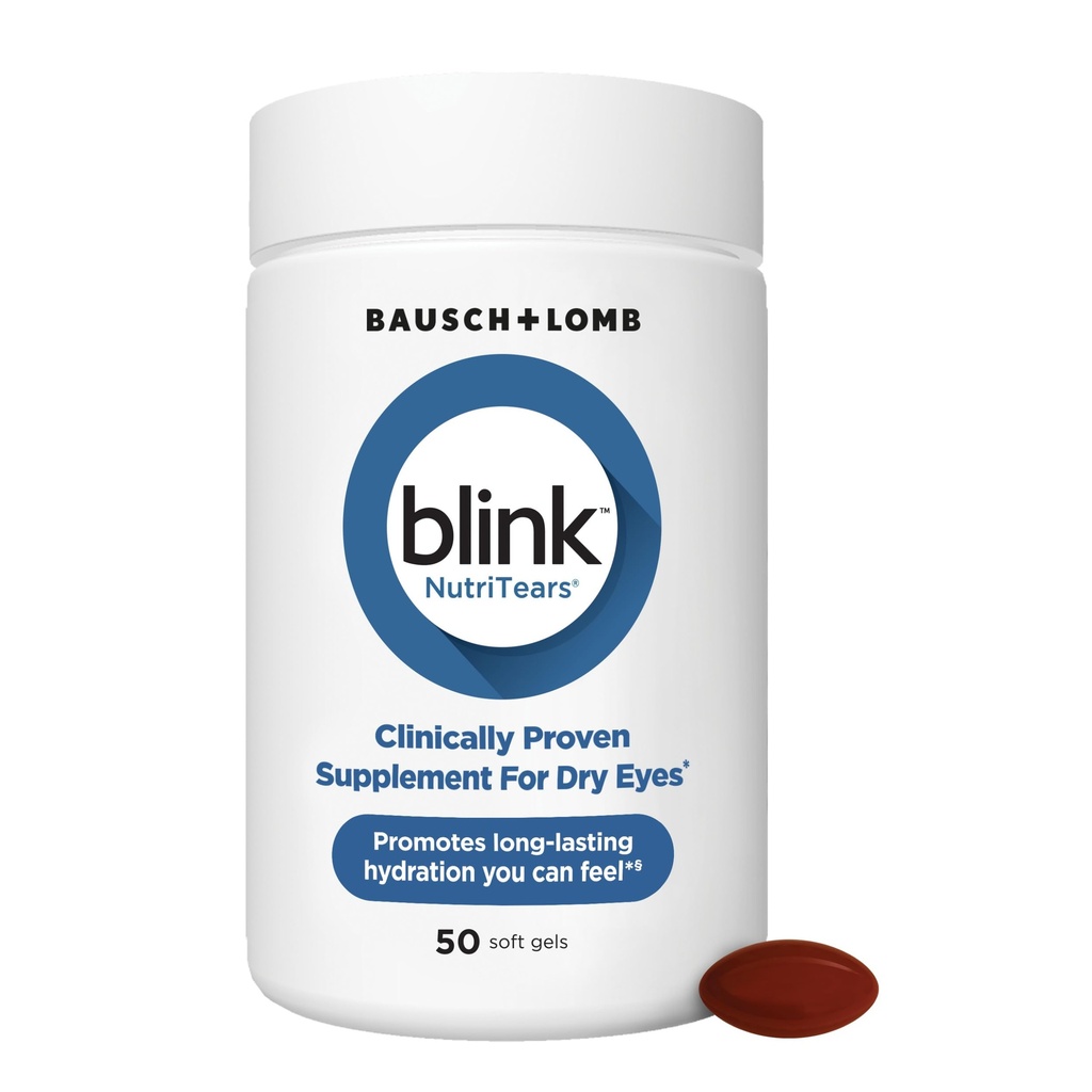 BLINK NutriTears cliniquement prouvé supplément pour les yeux secs, le soin des yeux avec la lutéine et la zéaxanthine et la vitamine D pour hydrater les yeux de l'intérieur pour un soulagement prolongé, 50 Softgels