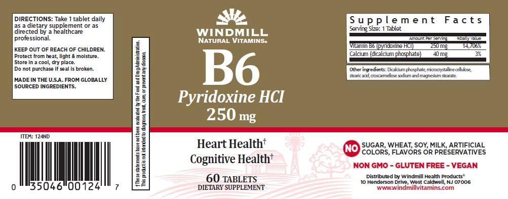 Boîte de 3 CHAQUE WM VITAMIN B-6 250MG 60'S PT3504600124 [Santé et Beauté]
