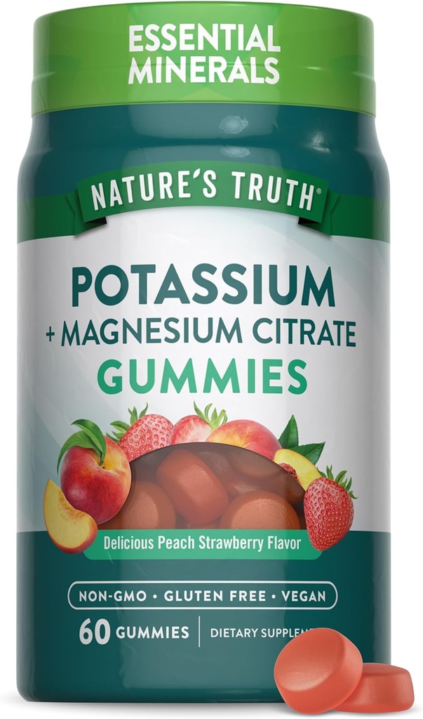 Nature's Truth Potassium Magnesium Citrate Gummies | 60 Count | Vegan, Non-GMO & Gluten Free Supplement