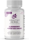 Herbes saines Wildcrafted Elderberry Sea Moss Capsules: 2600mg Irish Sea Moss + Elderberry Essentials Blend: mélange américain, végétalien, non-OGM, facile à avaler (60 capsules)