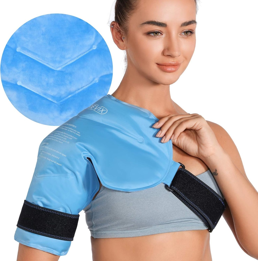 RETIX Paquet de glace pour rotateur Cuff Cold Therapy, Paquet de glace gel de bras pour blessures réutilisables et flexibles enveloppe de compression froide pour récupération post-entraînement, fatigue et désagrément des épaules, bleu