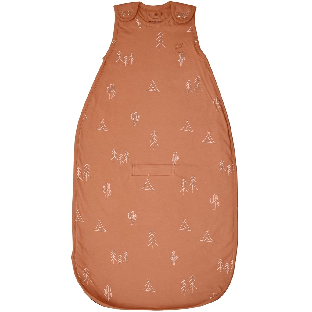 Sac de couchage pour bébé en coton biologique Ecolino - 2-Way Zipper Baby Wearable Blanket - Sac de couchage pour bébé à tout-petit - 2 mois - 2 ans - désert