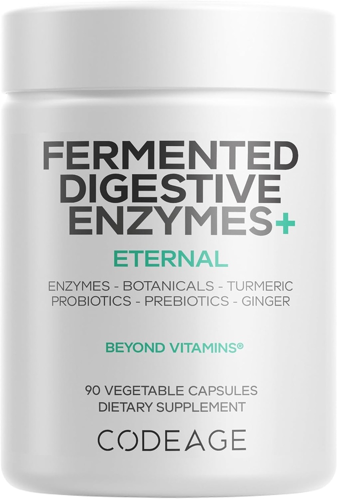 Supplément d'enzymes digestives fermentées 3 mois - 14 enzymes digestives, probiotiques, prébiotiques, botaniques fermentées, enzymes multipancréatiques à base végétale - 1 Capsule par jour - 90 Capsules