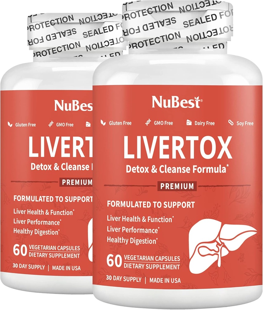 LiverTox - Formule avancée de désintoxication et de nettoyage du foie - Le soutien du foie à base de plantes avec le chardon de lait, le curcuma, l'artichaut, le dandelion, la betterave et le zinc aide la fonction hépatique et la digestion