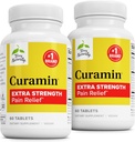 Terry naturellement Curamin Extra Strength - Curcumine et Boswellia pour un support de circulation sain - Supplément curcuma pour soutenir les articulations, la santé musculaire et la production d'endorphine - 60 comprimés (paquet de 2)
