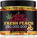Gummies de chanvre pour la paix et la détente-Huile de chanvre à haute puissance Gummys Peach-Fresh Full Flavor-Natural Hemp Edibles-pour le dos, les genoux, calme, sommeil, malaise-36 Grandes anneaux-Fabriqués aux États-Unis