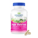 RidgeCrest Herbals Hair ReVive, complément de cheveux nutritionnel avec vitamine C, biotine (6000mcg), zinc et cuivre, vitamines capillaires pour les femmes pour soutenir les cheveux, la peau et les ongles sains (120 capsules, 30 portions)